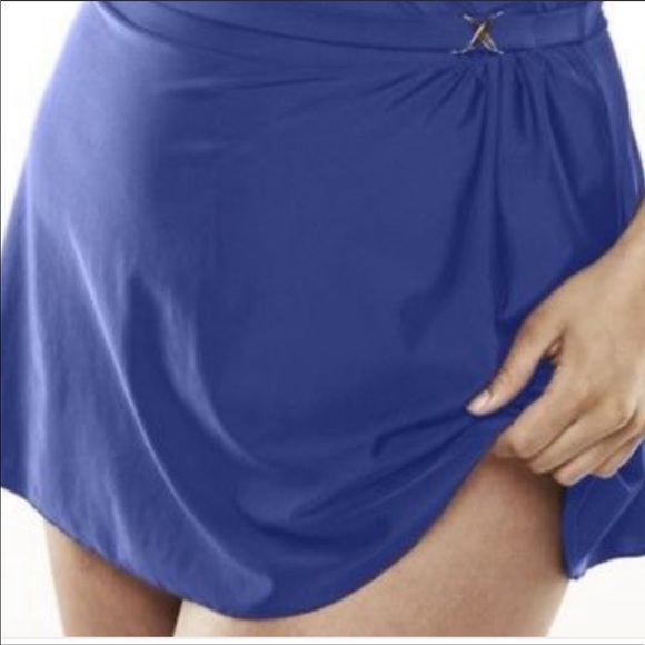 Swimsuits For All Plus Royal Blue Swim Dress - Picture 3 of 12